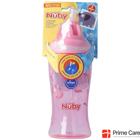 Nuby Flip-it Trinkhalmbecher Tritan 360ml Pink buy online