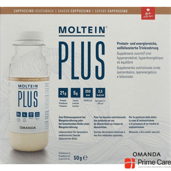 Moltein Plus 2.5 Cappuccino 6 Flasche 50g buy online