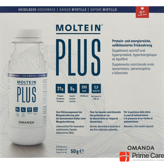 Moltein Plus 2.5 Heidelbeere 6 Flasche 50g buy online