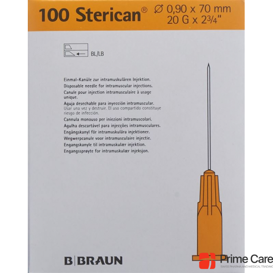 Sterican Nadel 20g 0.90x70mm Gelb Luer 100 Stück buy online