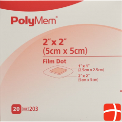 Polymem Adhesive Wundverband 5x5cm Film Steril 20 X