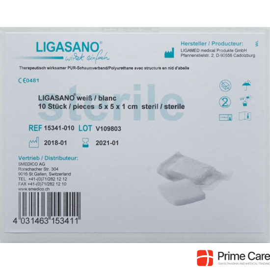 Ligasano Schaumstoff Kompressen 5x5x1cm Steril 10 Stück buy online