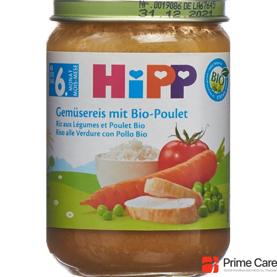Hipp Gemüsereis mit Bio-Poulet Glas 190g buy online