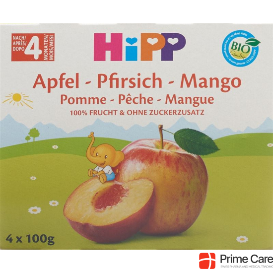 Hipp Frucht Pause Apfel-pfirsich-mango 4x 100g buy online