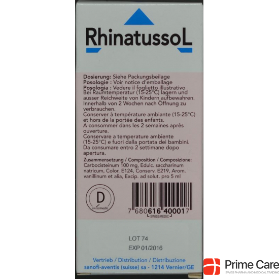Rhinatussol Sirup Kind Flasche 125ml buy online