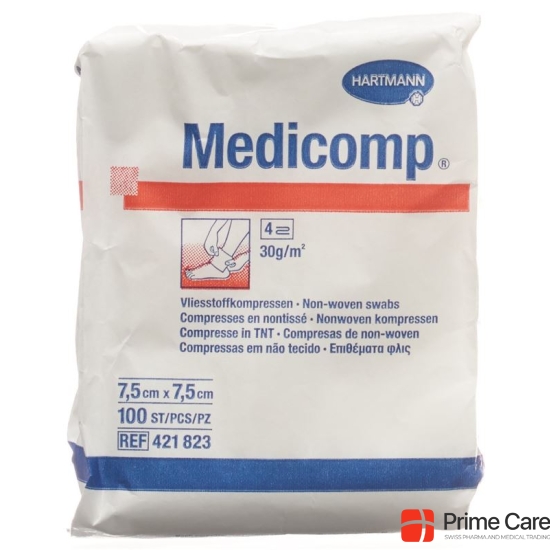 Medicomp Vlieskompressen 7.5x7.5cm Nicht Steril 100 Stück buy online