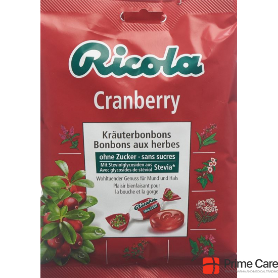 Ricola Cranberry Kräuterbonbons ohne Zucker Beutel 125g buy online