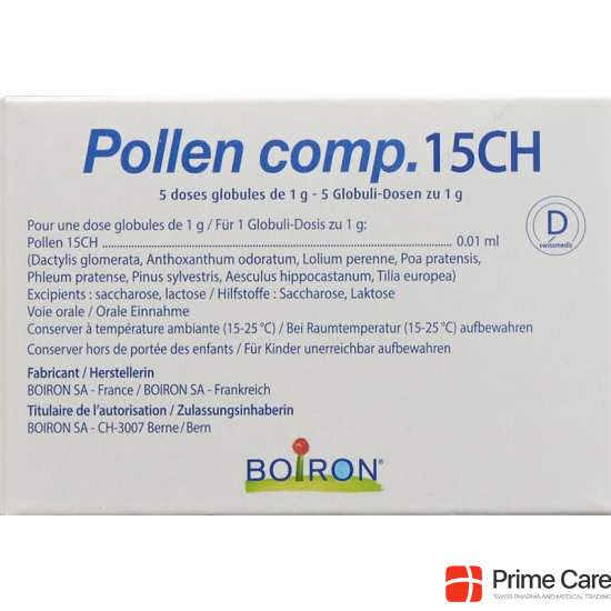 Boiron Pollen Comp. Globuli Ch 15 5x 1 Dos buy online