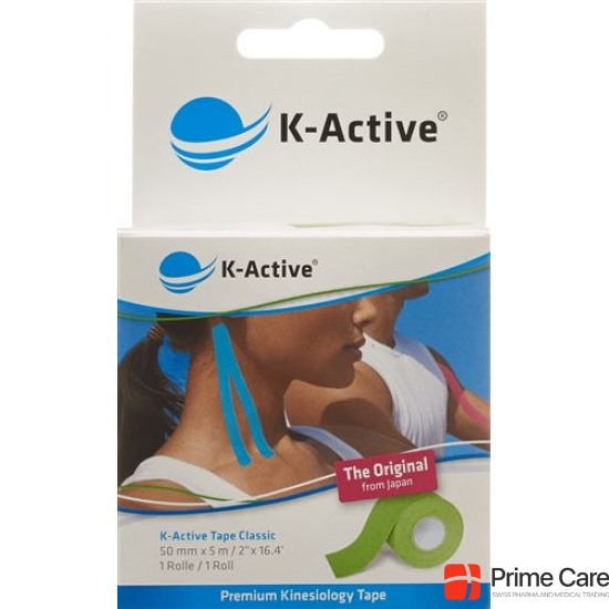 K-Active Kinesiology Tape Classic 5cmx5m green waterproof 6 pcs