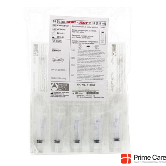 SOFT-JECT disposable syringe Luer 2.5ml sterile 25 pcs