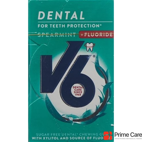 V6 Dental Care Gum Spearmint + fluorides Box