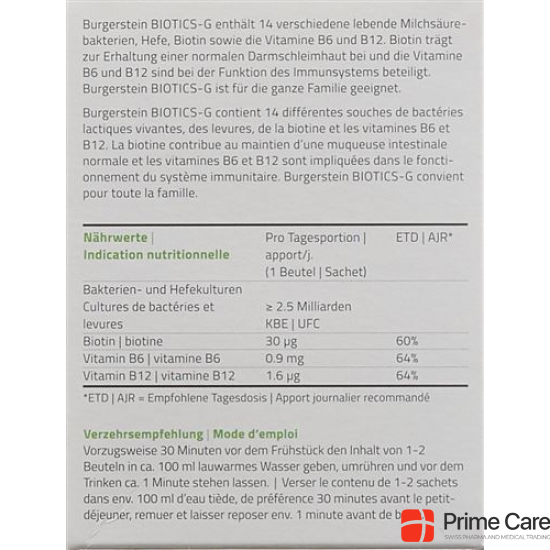 Burgerstein Biotics-G Plv Btl 30 pieces buy online