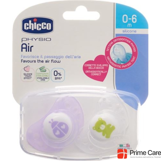 Chicco Physiological Silicone Soother mini PINK 0-6m CASE IT / EN / FR