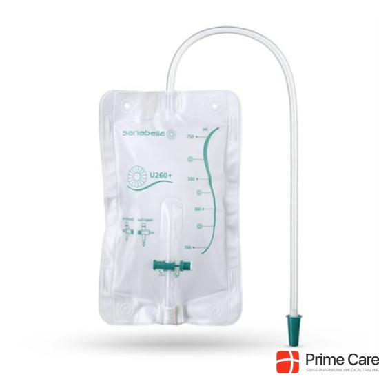 Sanabelle leg bag U260 + 750ml 50cm sterile individually packed with T-drain valve and tuck