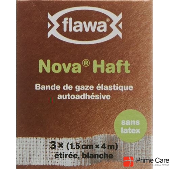 Flawa Nova prison cohesive elastic gauze bandage 1.5cmx4m latex-free 3 pcs