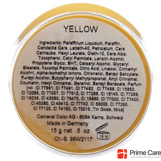 Carneval Color Fettschminke Gelb Dose 15ml buy online