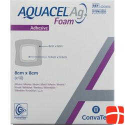 Aquacel Ag Foam 8x8cm Adhesive 10 Stück