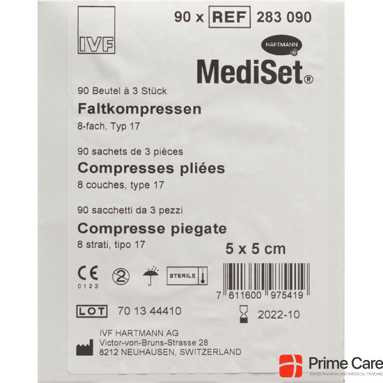 MediSet Faltkompressen Typ 17 8-fach 5x5cm 3 Stück buy online