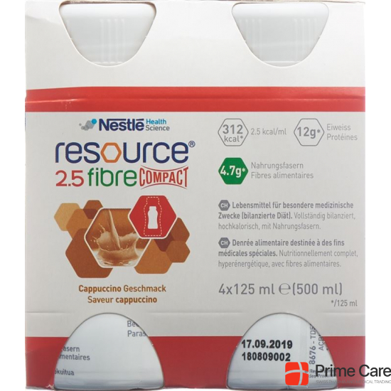 Resource 2.5 Fibre Compact Drink Cappuccino 4x 125ml buy online