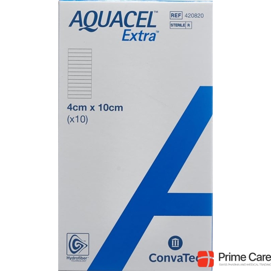 AQUACEL Extra Hydrofiber dressing 4x10cm 10 pcs