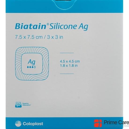 Biatain Silicone Foam Dressing Ag 7.5x7.5cm self-adhesive 5 pcs