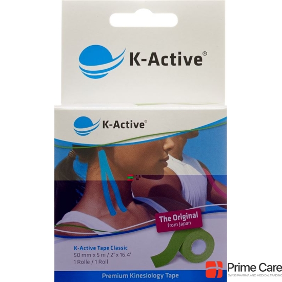 K-Active Kinesiology Tape Classic 5cmx5m green water repellent