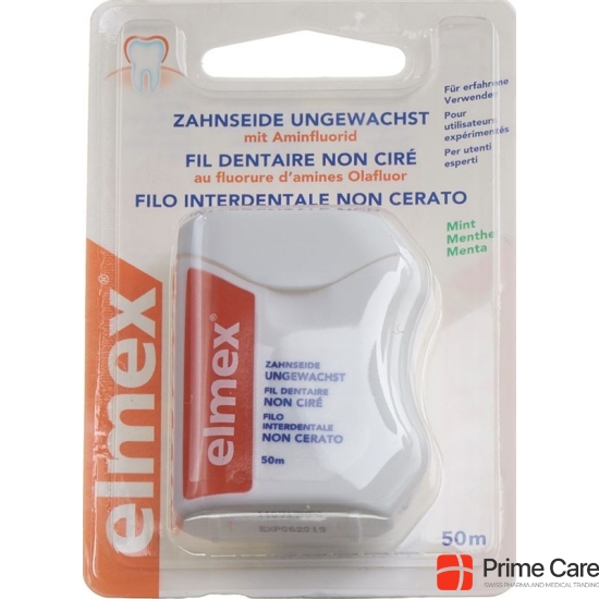 elmex dental floss 50m unwaxed