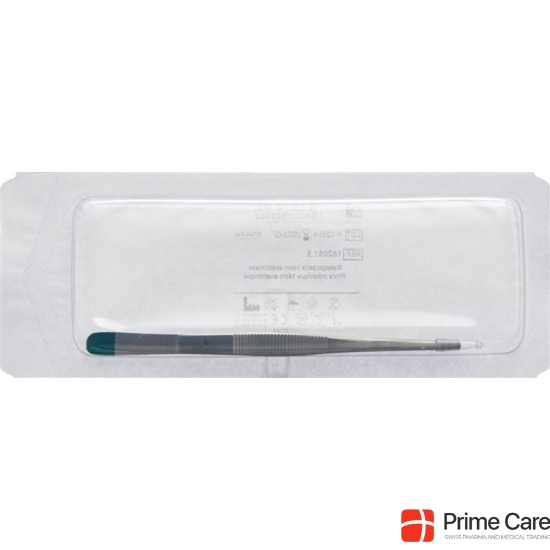 Promedical metal tweezers 14cm anatomically sterile green marker