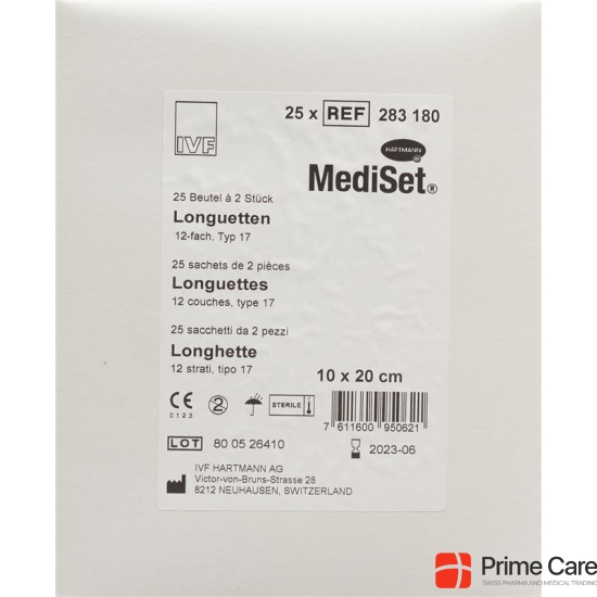 Mediset IVF longuettes Type 17 10x20cm 12 fold sterile 25 x 2 pcs