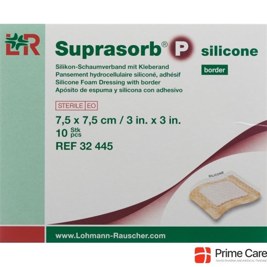 Suprasorb P silicone border 7.5x7.5cm 10 pcs