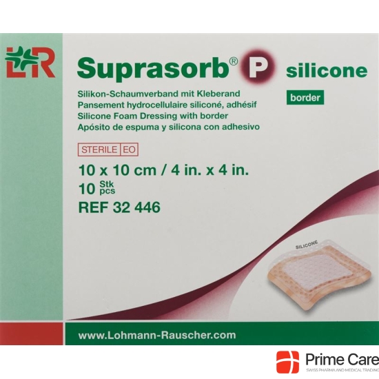 Suprasorb P silicone border 10x10cm 10 pcs