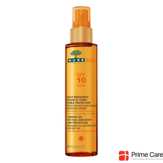 Nuxe Huile Sun Bronz Visage & Corps Sun Protection Factor 10 150 ml