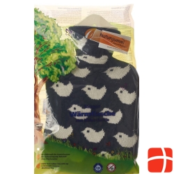 SINGER hot water bottle 0.8l knit cover blue Baby Birds