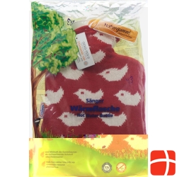 SINGER hot water bottle 0.8l knitted cover red Baby Birds