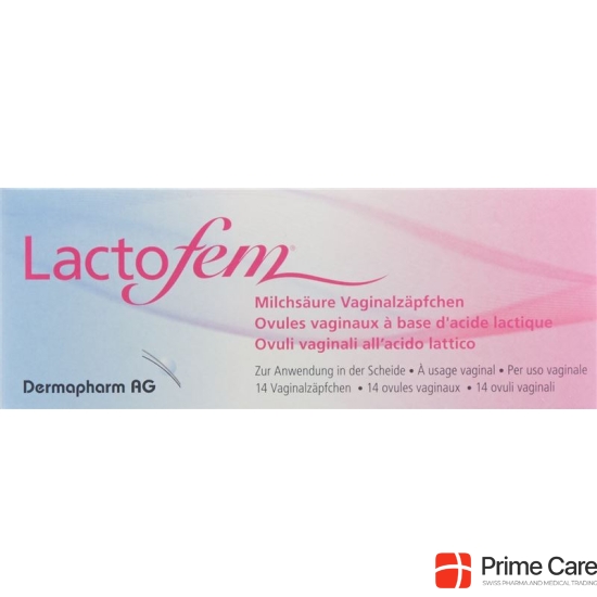 Lactofem lactic acid vaginal suppositories 14 pieces