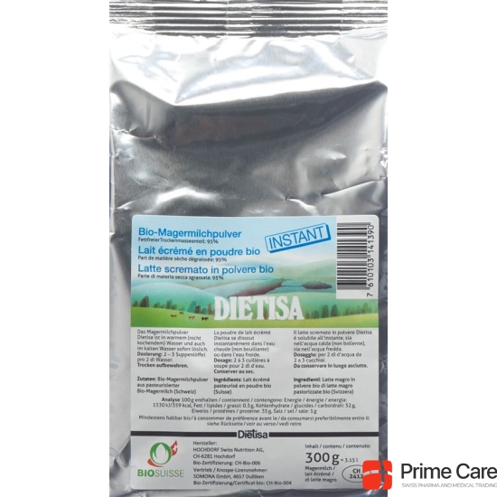 Dietisa skimmed milk powder instant Bio Battalion 300 g