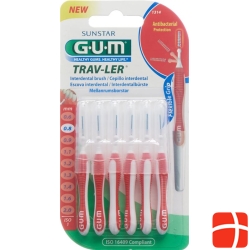 GUM SUNSTAR Proxabrush Trav-Ler ISO 1 0.8mm cylindric red 6 pcs