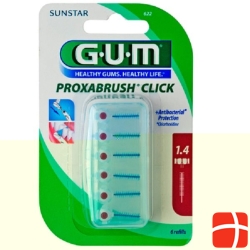 GUM SUNSTAR Proxabrush Click 1.4mm refill ISO 4 cylindric pink 6 pcs