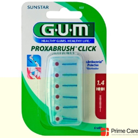 GUM SUNSTAR Proxabrush Click 1.4mm refill ISO 4 cylindric pink 6 pcs