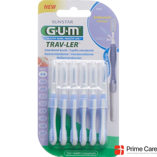 GUM SUNSTAR Proxabrush Trav-Ler ISO standard 0.6mm 1 cylindric purple 6 pcs