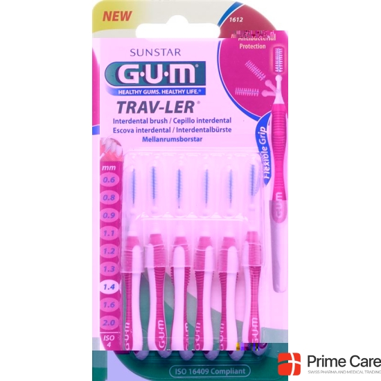 GUM SUNSTAR Proxabrush Trav-Ler ISO standard 4 1.4mm cylindric pink 6 pcs