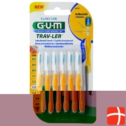 GUM SUNSTAR Proxabrush Trav-Ler ISO standard 1.3mm 4 conic yellow 6 pcs