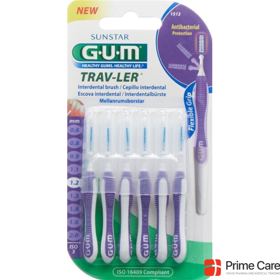 GUM SUNSTAR Proxabrush Trav-Ler ISO standard 3 1.2mm cylindric violet 6 pcs