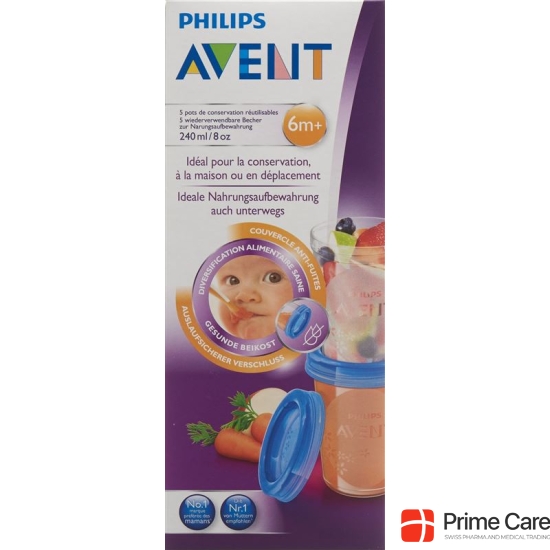 Avent Philips Via storage cup 240ml 5 cup lid 5