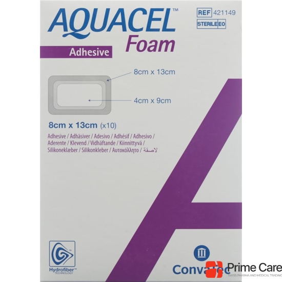 AQUACEL Foam adhesive foam dressing 8x13cm 10 pcs