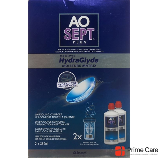 Aosept Plus HydraGlyde with 2 x 360 ml