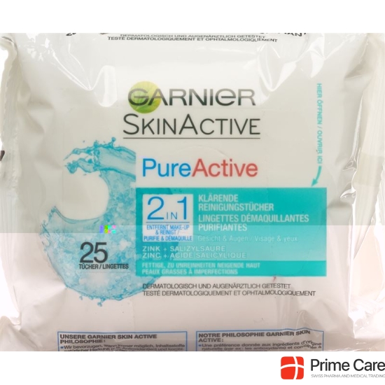 Garnier Skin Naturals Pure Active clarifying cleaning cloths Duo 2 x 25 pcs