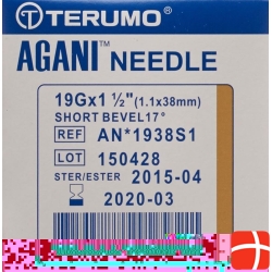 Terumo Agani disposable cannula 19G 1.1x38mm ivory short cut 100 pcs