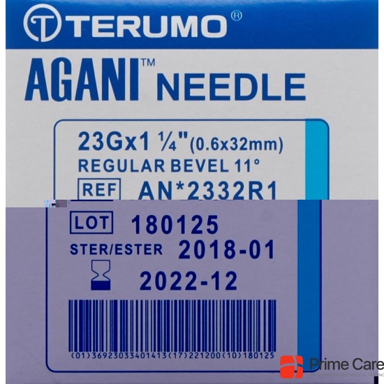 Terumo Agani disposable cannula 23G 0.6x32mm blue 100 pcs