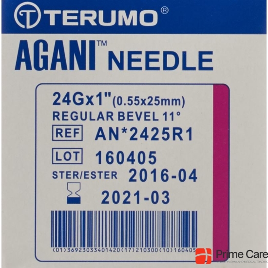 Terumo Agani disposable cannula 24G 0.55x25mm purple 100 pcs